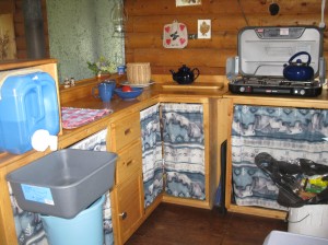 Kitchen area in Kluane Cabin